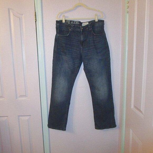TK AXEL Slim BOOTCUT Jeans Size 38 DARK WASH Denim 7 POCKETS Stretch WESTERN Mid - Picture 1 of 11